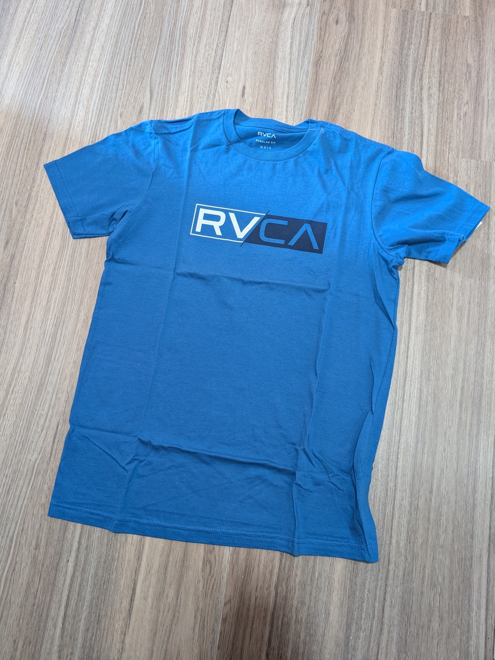 RVCA Mens Bright Blue Logo Crew Tee